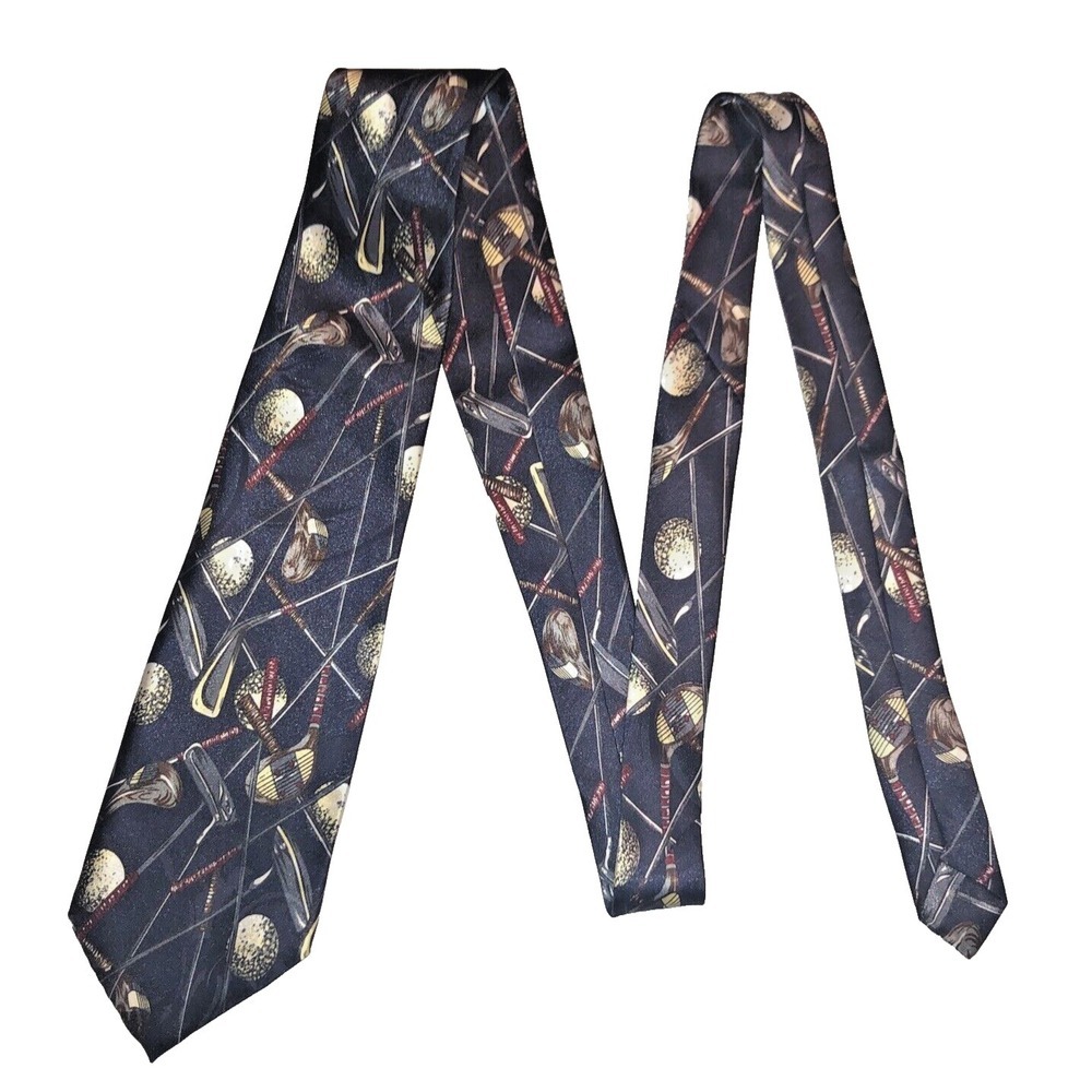 2X A ROGERS Mens The 4th Hole Golf Clubs Balls Polyester Sports Necktie Novelty - Picture 6 of 16